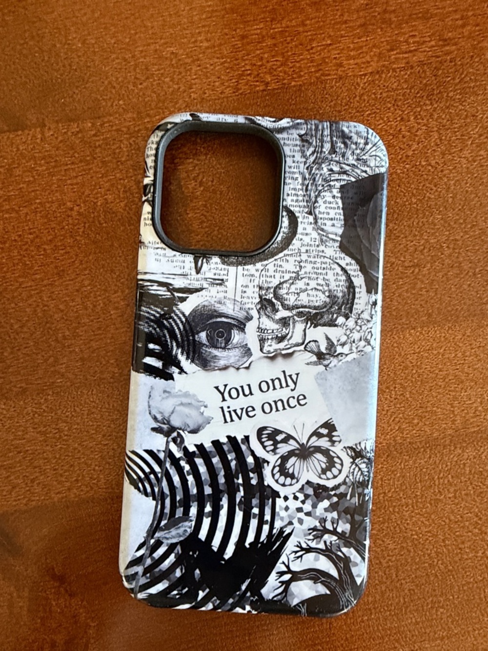 Black & White 'You Only Live Once' Graphic iPhone 14 Pro Max Phone Case